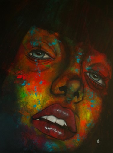 Peinture intitulée "This girl is watchi…" par Umo Masada, Œuvre d'art originale, Acrylique Monté sur Châssis en bois