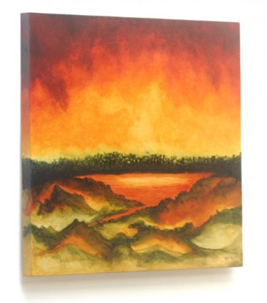 Malerei mit dem Titel "Vulkanlandschaft" von Jörg Hanam, Original-Kunstwerk, Öl