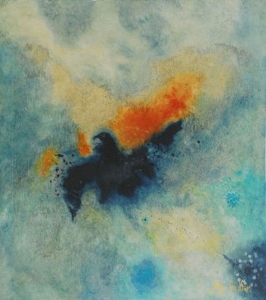 Malerei mit dem Titel "Zerschossener Adler" von Jörg Hanam, Original-Kunstwerk, Öl
