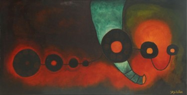 Malerei mit dem Titel "Großer Glühwurm zei…" von Jörg Hanam, Original-Kunstwerk, Öl