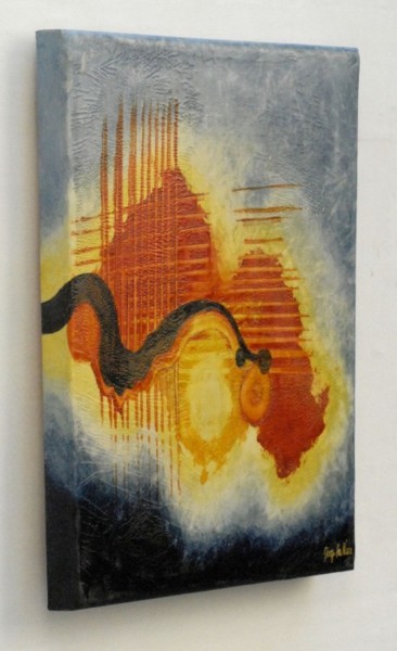 Malerei mit dem Titel "Fukushima brennt du…" von Jörg Hanam, Original-Kunstwerk, Öl