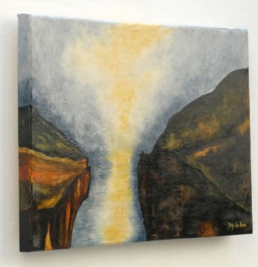 Malerei mit dem Titel "Kanal von Korinth" von Jörg Hanam, Original-Kunstwerk, Öl