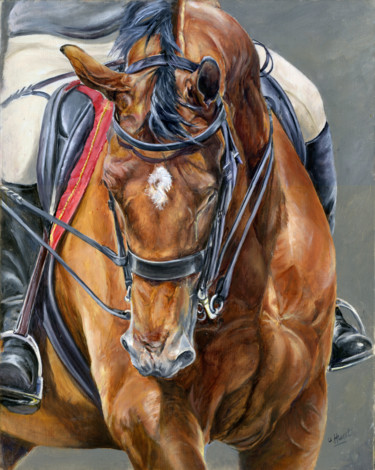 Painting titled "Horse and rider dre…" by Una Hurst, Original Artwork, Oil