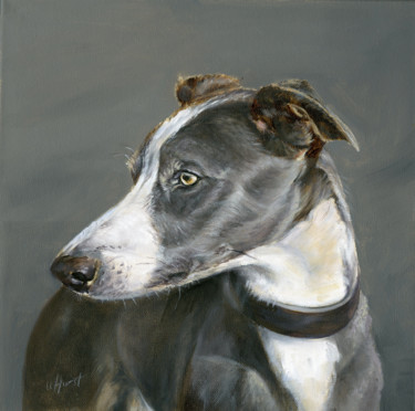 Ζωγραφική με τίτλο "Long dog" από Una Hurst, Αυθεντικά έργα τέχνης, Λάδι