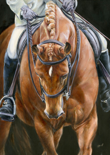 Painting titled "Horse and rider" by Una Hurst, Original Artwork, Oil