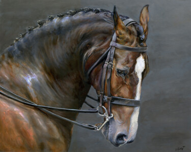 Ζωγραφική με τίτλο "Horse head" από Una Hurst, Αυθεντικά έργα τέχνης, Λάδι