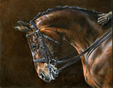 Pintura intitulada "Bay Horse" por Una Hurst, Obras de arte originais, Óleo