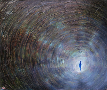 Peinture intitulée "Down the rabbit hole" par Un Air De Kiwano, Œuvre d'art originale, Huile
