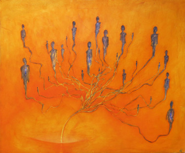 Peinture intitulée "Co-creation" par Un Air De Kiwano, Œuvre d'art originale, Huile