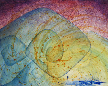 Pintura intitulada "Particle or Wave?" por Un Air De Kiwano, Obras de arte originais, Óleo
