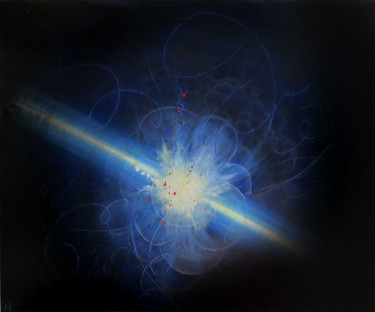 Pintura intitulada "Particle Collision" por Un Air De Kiwano, Obras de arte originais, Óleo