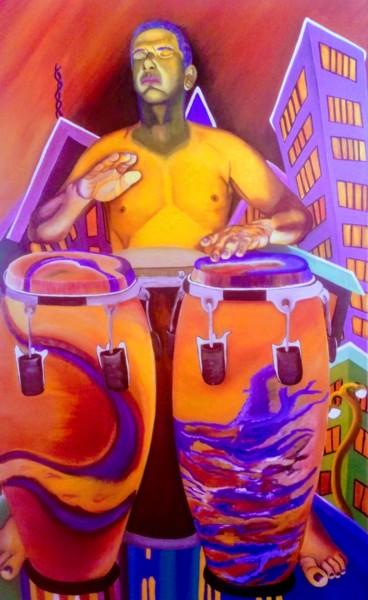 Pintura titulada "Músicos de la calle" por Marta Puerta, Obra de arte original