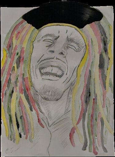 Drawing titled "Vintage Marley on V…" by Unchained, Original Artwork, Pencil
