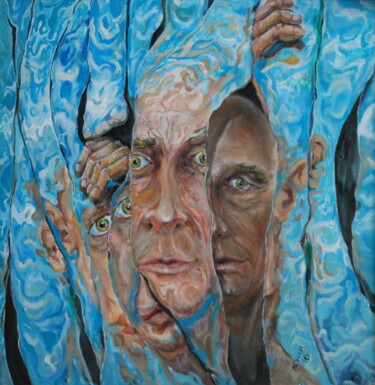 Картина под названием "Портрет II  оргалит…" - Крнхв, Подлинное произведение искусства, Масло