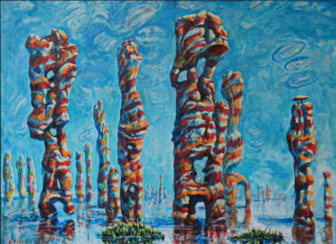 Peinture intitulée "Columnas." par Krnkhv, Œuvre d'art originale, Huile