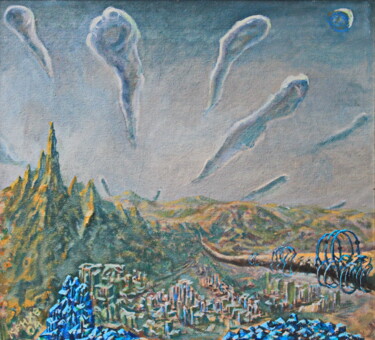 Картина под названием "Берег Куриных богов" - Крнхв, Подлинное произведение искусства, Масло