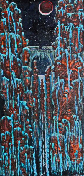 Картина под названием "Вертикали Коцита" - Крнхв, Подлинное произведение искусства, Масло