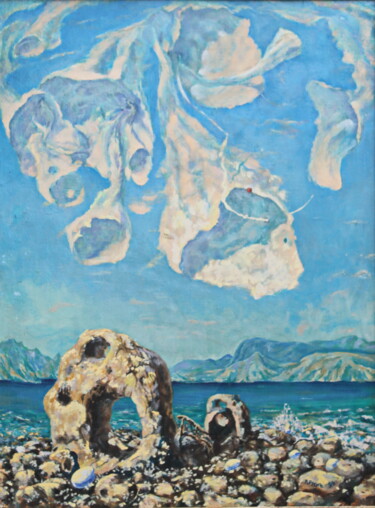 Painting titled "Берег Куриных Богов." by Krnkhv, Original Artwork, Oil