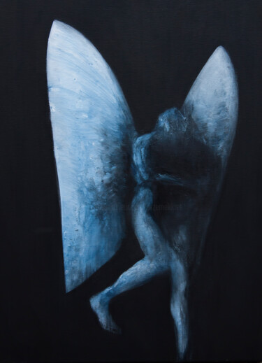 Painting titled "Angel (after Odilon…" by Przemek Kret, Original Artwork, Acrylic