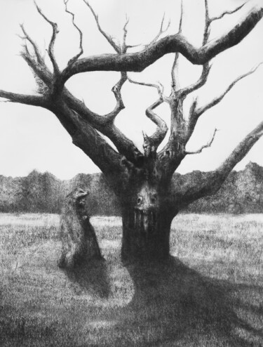 Rysunek zatytułowany „De-extinction. Hear…” autorstwa Przemek Kret, Oryginalna praca, Węgiel drzewny