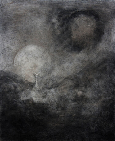 Рисунок под названием "The Other Moon" - Przemek Kret, Подлинное произведение искусства, Древесный уголь