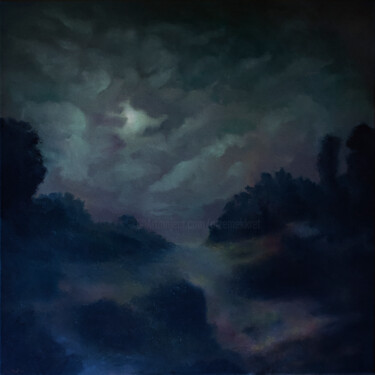 Peinture intitulée "Moonlit Pass" par Przemek Kret, Œuvre d'art originale, Huile