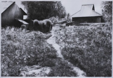 Рисунок под названием "Outskirts of Paradi…" - Przemek Kret, Подлинное произведение искусства, Древесный уголь