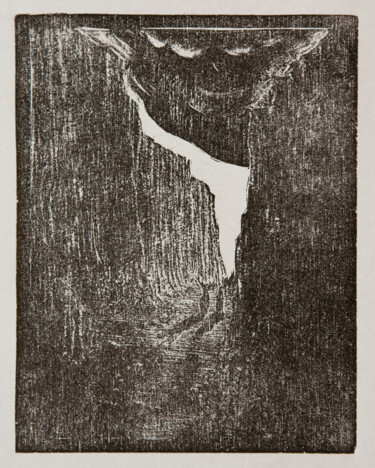 Printmaking titled "Dante" by Przemek Kret, Original Artwork, Xylography Mounted on Cardboard
