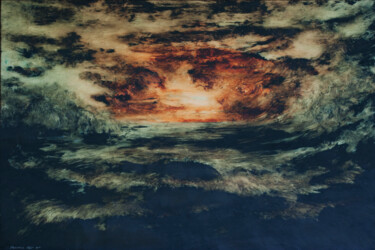 Malerei mit dem Titel "Fiery skies" von Przemek Kret, Original-Kunstwerk, Öl