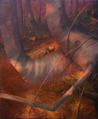 Painting titled "Nature in Conemplat…" by Przemek Kret, Original Artwork, Oil Mounted on Wood Stretcher frame
