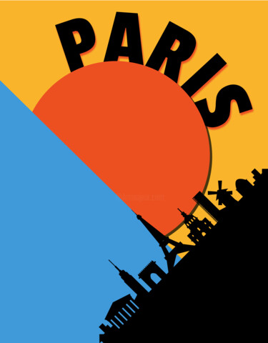 Arte digital titulada "City Lines Paris" por Une Affaire De Filles, Obra de arte original, Trabajo Digital 2D