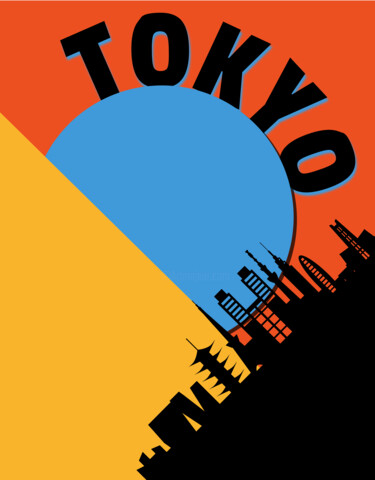 Digitale Kunst mit dem Titel "City Lines Tokyo" von Une Affaire De Filles, Original-Kunstwerk, 2D digitale Arbeit