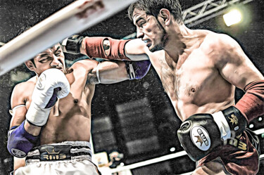 Photographie intitulée "Portrait d'un boxeu…" par Farouk Ferrah, Œuvre d'art originale, Photographie manipulée