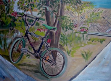 "bahçede bisiklet" başlıklı Tablo İSmail Üner tarafından, Orijinal sanat