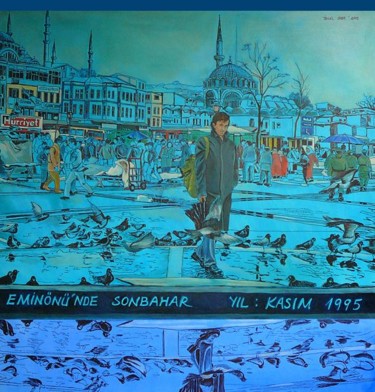 Painting titled "Eminönü nde Sonbahar" by İSmail Üner, Original Artwork