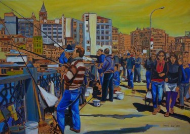 Painting titled "Galata Köprüsü nde…" by İSmail Üner, Original Artwork