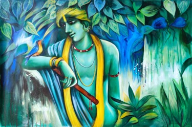 Painting titled "THE DEVINE OF KRISH…" by Unknow Artist, Original Artwork, Acrylic