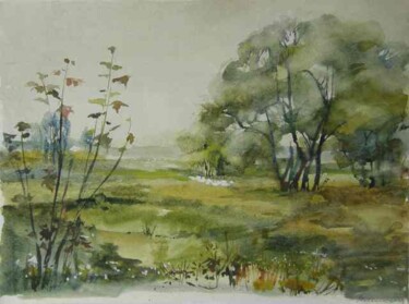 Картина под названием "On a meadow" - Unknown Artist, Подлинное произведение искусства