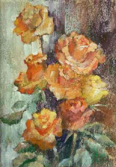 Картина под названием "Roses" - Unknown Artist, Подлинное произведение искусства, Масло