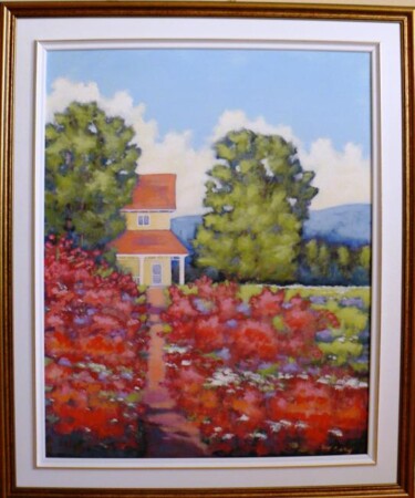 Peinture intitulée "Mon jardin fleuri" par Unknown Artist, Œuvre d'art originale
