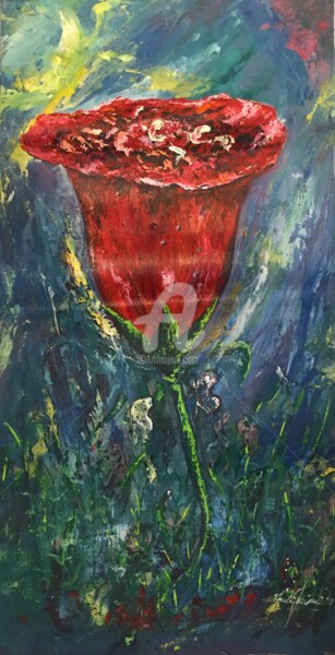 Painting titled "FLEUR CHOUBLAQUE" by Unknown Artist, Original Artwork, Acrylic