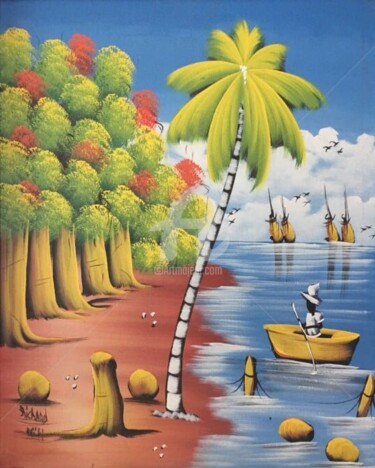 Pintura titulada "Día de Pesca" por Unknown Artist, Obra de arte original, Acrílico