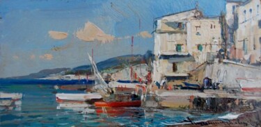 Pittura intitolato "Amalfitan coast" da Unknown Artist, Opera d'arte originale, Olio