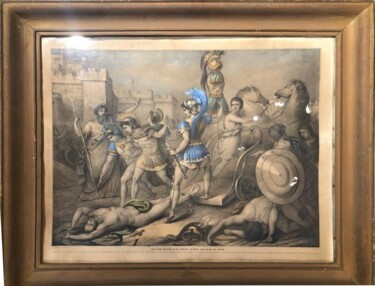 Printmaking titled "Revenge of Achilles" by Unknown Artist, Original Artwork, Lithography