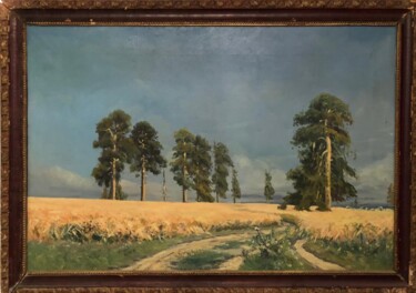 Painting titled "Wheat Field" by Unknown Artist, Original Artwork, Oil