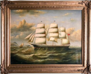 Painting titled "Frigate" by Unknown Artist, Original Artwork, Oil