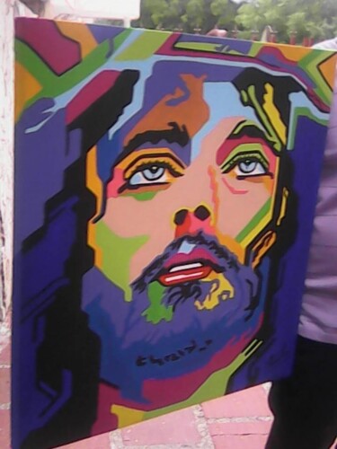 Painting titled "jesus pop art acril…" by Unknown Artist, Original Artwork, Acrylic