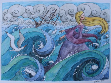 Drawing titled "Anna" by Un Monde Plus Mieux, Original Artwork, Watercolor