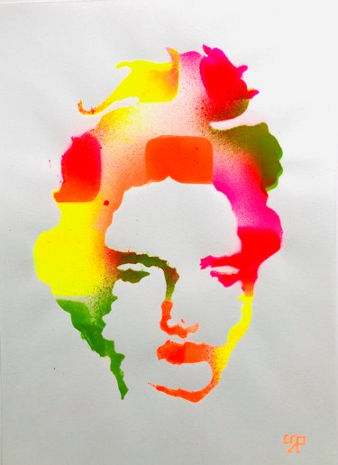 Painting titled "Frida Kahlo in Cube…" by Upper Playground, Original Artwork, Spray paint