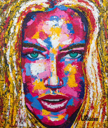 Painting titled "SHE SUSPICIOUS" by Ulisses Pereira, Original Artwork, Acrylic